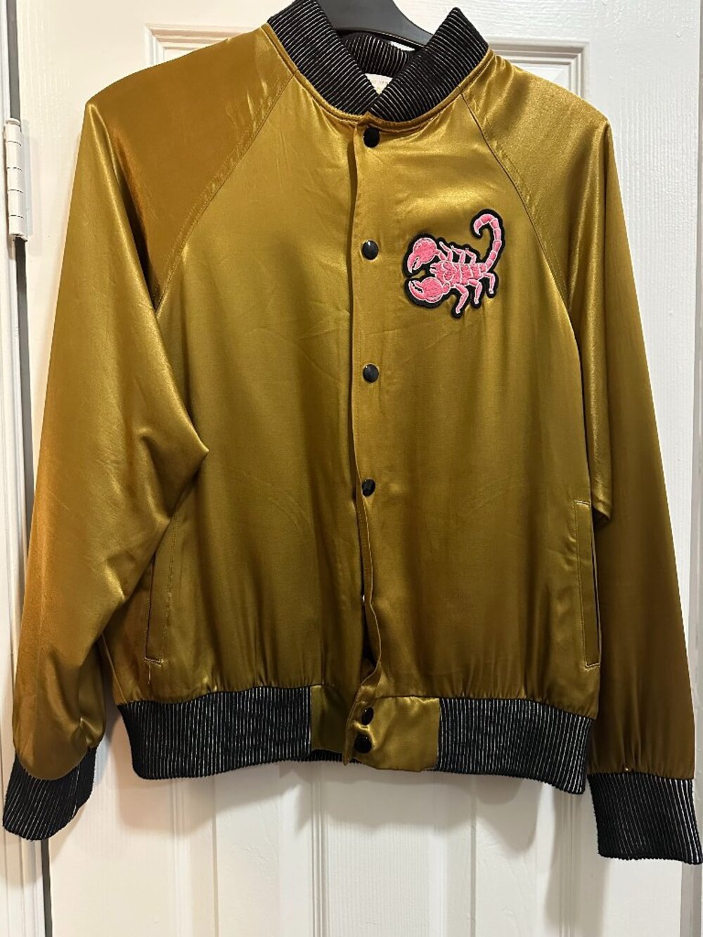 Tuesday Bassen CRUEL Gold Satin Bomber Jacket
